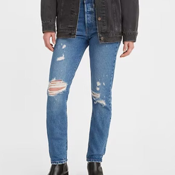 NWT  Levi's women 501 high rise Distressed Skinny Jeans  Button Fly Size W29 L28 - Picture 1 of 5